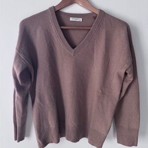 Equipment Femme Camel Tan Cashmere V Neck Pullover Boyfriend Sweater